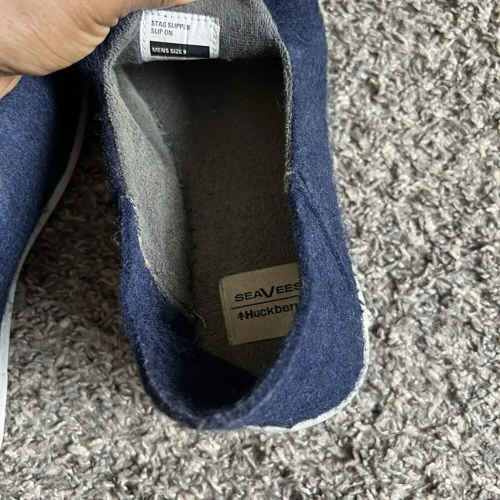 SeaVees Huckberry Stag Slipper Slip On Felted Wool Deck Shoes Blue Mens Size 8